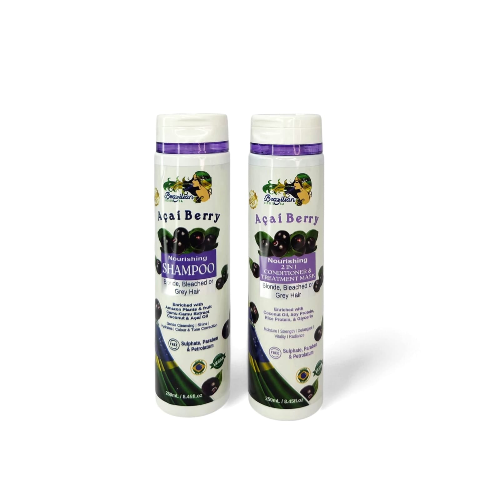 Açaí Shampoo & 2-in-1 Conditioner / Treatment Mask Set – 250ml