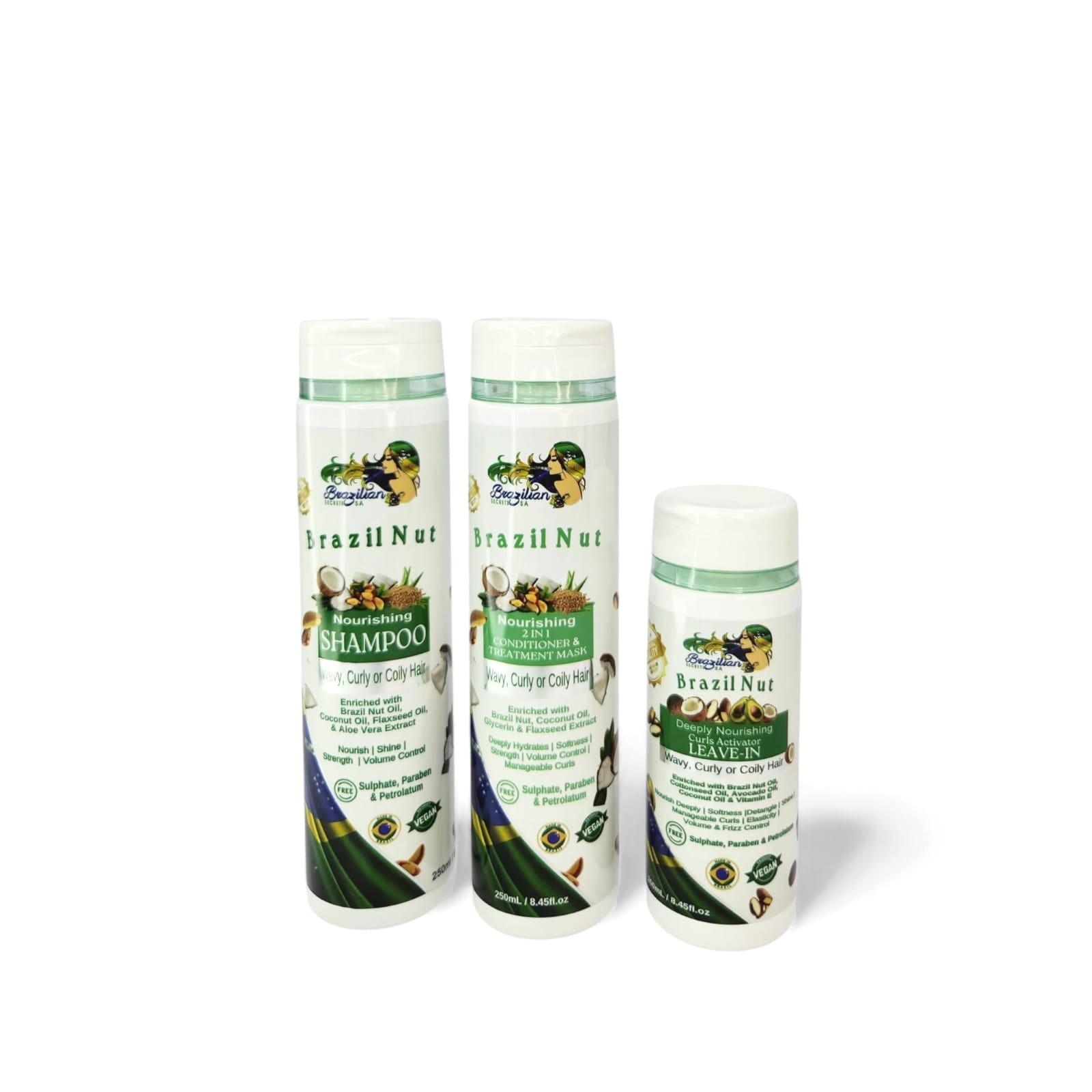 Brazil Nut Shampoo, 2-in-1 Conditioner / Treatment Mask & Curl Activator Leave-In - Set